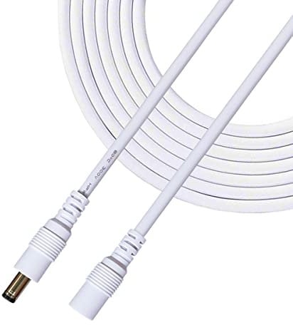 Liwinting 5m/16.4Feet DC Verlängerungskabel 5.5 mm x 2.5 mm DC Anschlusskabel DC/Gleichstrom Verbinderkabel DC Verteiler Männlich zu Weiblich Verbinder für Netzteil, Weiß