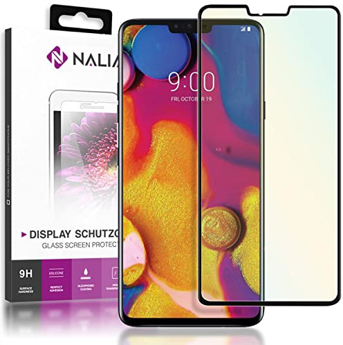 NALIA Schutzglas kompatibel mit LG V40 ThinQ, 9H Full-Cover Display Schutz Glas-Folie, Dünne Handy Schutzfolie Bildschirm-Abdeckung, Schutz-Film Clear HD Screen Protector - Transparent (schwarz)