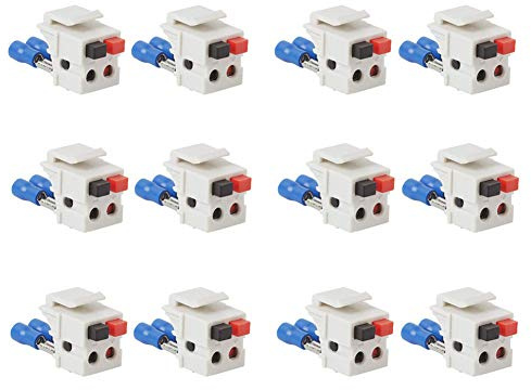 Vseer Lautsprecher-Keystone-Jack – Federbelastete Lautsprecherbuchse für Keystone-Wandplatte, weiblich auf weiblich, für Heimkino-Wandplatten – Weiß 12 Pack weiß