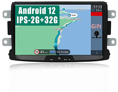 YUNTX Android 14 Autoradio Kompatibel mit Dacia Sandero/Renault Duster/Logan - 8 Zoll GPS mit navi Bluetooth - 2G32G / Dab+ / Lenkradsteuerung/USB/Carplay/WiFi/4G/MirrorLink (mit rückfahrkamera)