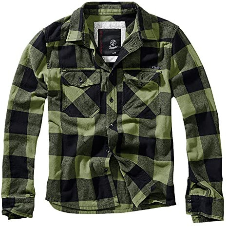 Check Shirt Long Sleeve, Farbe: Black+Oliv, Größe: S