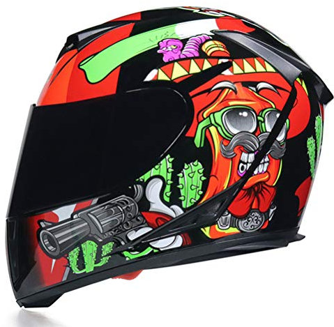 Integralhelm Motorrad mit Doppelscheibe Stilvoller Rennhelm mit Schnellverschluss Casco Moto Motorradhelme Herren/Damen Integralhelm