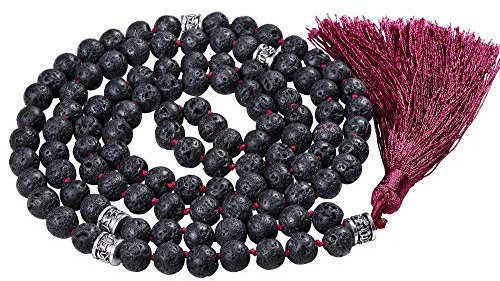Fukugems Tibetische Mala 108 Perlen Halskette für Damen Herren Mala Stein Armband Buddhistische Meditation Halskette, 38 inch, Edelstein, Quarz