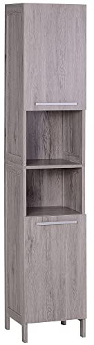 kleankin Mueble Auxiliar Armario Alto para Baño Gran Almacenamiento con Zonas Abiertas y Cerradas 30x32x172.5 cm