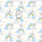 Pingianer 11,99€/m 100x160cm Hase 100% Baumwolle Baumwollstoff Kinder Meterware Handwerken Nähen Stoff (Hase Regenbogen Blau)