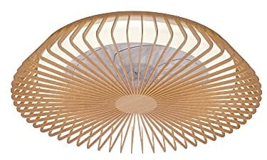 Mantra Iluminación. Modelo HIMALAYA. Ventilador y plafón de techo de 63 cm de diámetro en color madera. Fuente de luz LED 70W 2700K-5000K 4900lm. Ventilador 35W