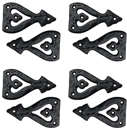 Adonai Hardware Alleluia Antique Aluminium False or Faux or Dummy Hinges Front (4 Inch X 8 Pack, Matte Black) for Barn Doors, Gates, Cabinets, Sheds, Windows, Wooden Box, Chest and Trunks