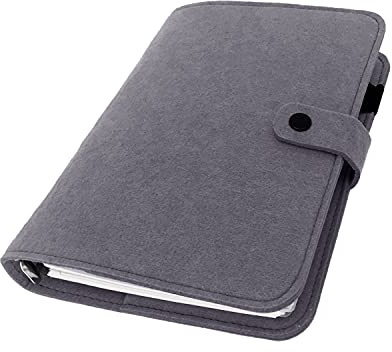 A6/A5, 6 Löcher, Filzeinband, rund, Ringordner, Ordner für lose Blätter, zum Nachfüllen, Basteln, Sammelalben (Dark Shadow, A5 combo)