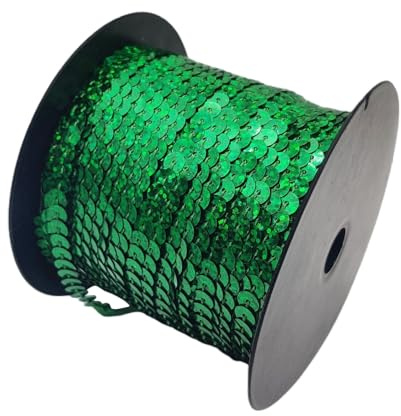 Anawakia Paillettenband 90 m Farbiges Pailletten Band 6 mm Breites Bortenband Glänzende Paillettenbänder für DIY Handwerk Bastelprojekte Tanzbekleidungen Armband Dekorationen (Frucht grün)
