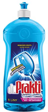 dr.Prakti Liquide de Rinçage pour Lave-Vaisselle, donne de la brillance à la vaisselle, ne laisse pas de traces, facilite le séchage, 1 l