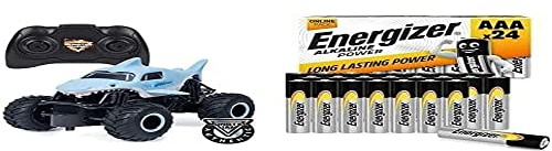 Monster Jam Official Megalodon Remote Control Monster Truck, 1:24 Scale, 2.4 GHz, for Ages 4 and Up + Energizer AAA Batteries, Alkaline Power Triple A Batteries, 24 Pack (Amazon Exclusive)