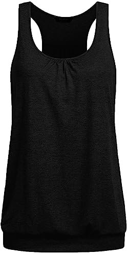 UNibelle Damen Sport Shirt Tank Tops Fitness Ringerrücken Gym Sporttop Jogging, Schwarz, L