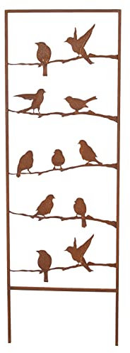 FRANK FLECHTWAREN Dekoleiter 'Vogelgezwitscher' Gartendeko, Gartenstecker, Metalldeko in Rostoptik
