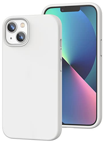 K TOMOTO Kompatibel mit iPhone 13 Hülle [Fallschutz Kratzfest] Stoßfeste Flüssigsilikon Schutzhülle mit Anti-Fingerabdruck Hülle mit Mikrofaserfutter, Handyhülle für iPhone 13 6,1 Zoll, Weiß