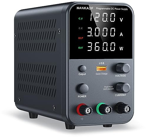 Labornetzteil (0-120V,0-3A),DC Regelbar Netzgerät mit 4-stelliger LED-Anzeige (Gebereinstellknopf/Ausgangsschalter)