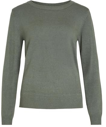 VILA Femme Viril O-Neck L/S Knit Top - Noos Pull-Over, Laurel Wreath, M