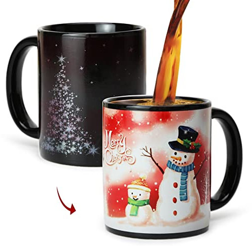 Weihnachtsgeschenke, Kaffeetasse, wärmeempfindliche Tasse, 325 ml, magische Farbwechsel-Tasse, lustige Kaffeetasse, Urlaubsgeschenke mit Geschenkbox für Weihnachten, Frauen, Männer, Kinder