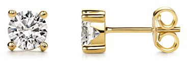 14 Karat 585 Gelbgold Ohrringe Hochglanz Solitär Ohrstecker mit Zirkonia