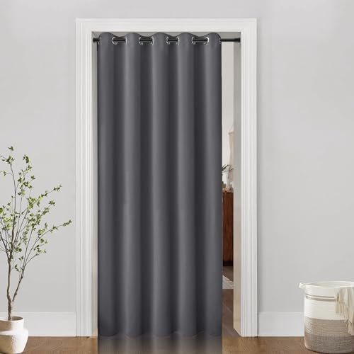 PANELSBURG 80 Inch Length Patio Curtains for Sliding Door,Thermal Blackout 60 Inch Wide Curtains for Large Window,80 Inches Long,Dark Grey