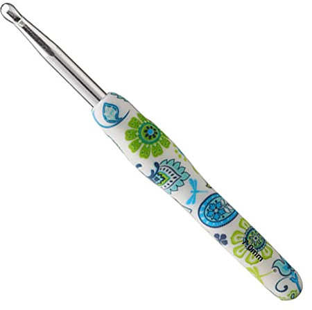 Coopay Häkelnadel 7,0 mm, 1 Stück Ergonomisch Häkelnadeln mit Solide Metall Häkeln und Gummigriff, Häkelnadeln Griff mit Schön Blume für Anfänger, Bequem TPR Griff Hakennadel für Arthritische Hände