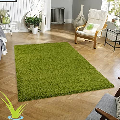 Wadan 200x290cm Green Shaggy Rugs Living Room |5mm Thick Pile | Extra Large Small Medium | Rectangular Size | Soft Touch | Living Room Area Rugs | Non Shedding