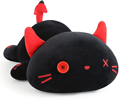 shownicer Plüschtier Schwarze Katze Kuscheltier Stofftier Kawaii Katze Plüsch, Kätzchen Plüschkissen Spielzeug, Wurfkissen, Schmusetier Geschenk für Kinder Mädchen Jungen (30cm, Schwarze Katze A)