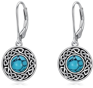 VONALA Türkis Ohrringe Damen Silber 925 Boho Ohrringe Hängend keltische Boho Türkis Schmuck für Frauen Mädchen (Celtic Knot)