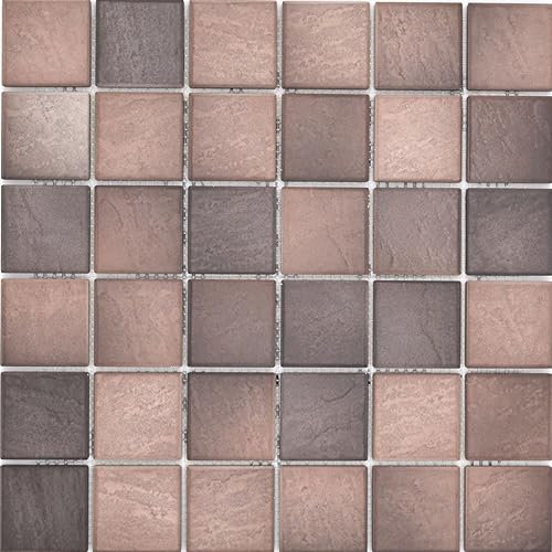 Jasba Mosaico de cerámica marrón mate efecto piedra pared suelo interior exterior salón cocina baño ducha piscina