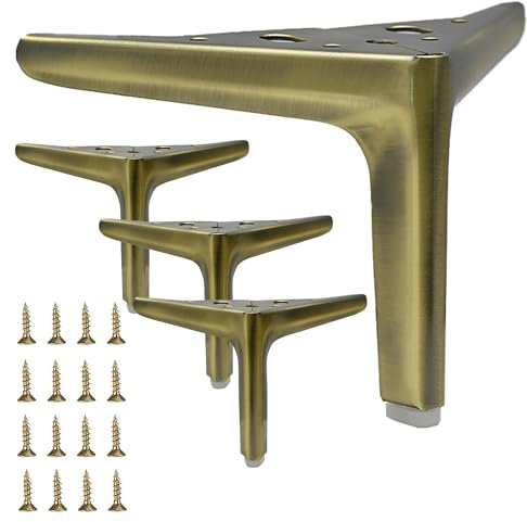 4.7 inch/12cm Bronze Color Metal Furniture Legs Set of 4, 4pcs DIY Replacement for Short Cabinet Legs, Sofa Legs, Small Dresser Legs