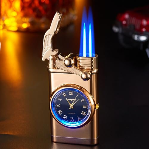 Kreativ Feuerzeug mit Zifferblatt, Winddichtem Tragbare Aufblasbar Feuerzeug mit Uhren Personalisierte Geschenke für Männer Feuersteine Lighter