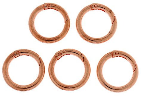 5 Pieces 28mm Alloy Round Carabiners Camping Spring Clip Keychain Rose Gold