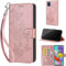 for Samsung Galaxy A51 Case, Embossed Premium PU Leather Folio Flip Notebook Wallet Cover Compatible with Samsung Galaxy A51 Phone Case [Magnet Closure][Kickstand][Card Slots], Rose Gold Butterfly
