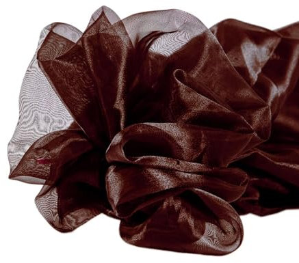 Wambere 5m x 150cm Organza Stoffe zum Nähen Meterware Organzastoff Dekostoff Bekleidungsstoffe für DIY Kunsthandwerk Basteln Vorhänge Tischdecken Hochzeit Party Kleidungsdekoration,Braun