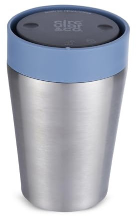 Circular & Co Thermal Stainless Steel Travel Mug - 8oz/227ml - Insulated Reusable Coffee Cup - 100% Leakproof & Lockable - 6 Hours Hot/Cold - Push Top, One Hand Open, 360 Drinking Coffee Tumbler