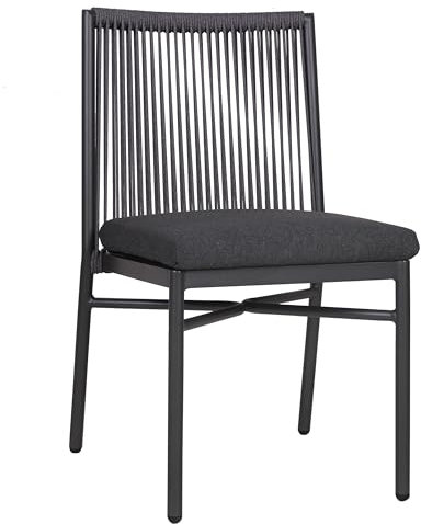 BrackenStyle Rope Weave Standard Side Chair with Grey Cushion - Stackable Commercial Dining Chair