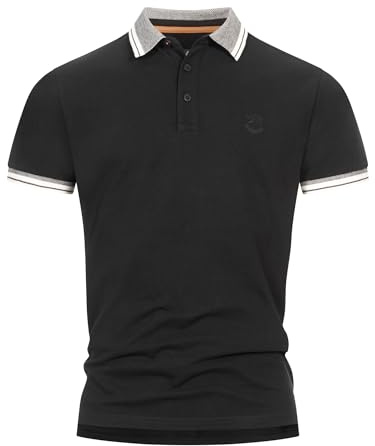 Indicode Herren INJamie Poloshirt aus 100% Baumwolle | Herrenpoloshirt Polokragen Baumwollshirt Black, XL