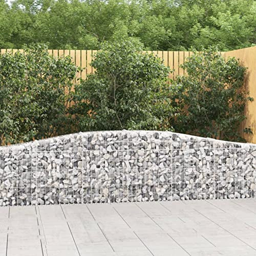 ShCuShan Gabionen mit Hochbogen 3 STK. 400x30x60/80 cm Verzinktes Eisen Zaun Gabionen WasserzapfsäUle Garten Pflanzsteine Beton Garten Stapelbar Gabionenzaun Gabionen