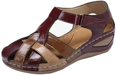 Générique Sandales Femme Sandales Et Nu-Pieds Femme Chaussure Femme Ete Chaussures Femme Confort Chic Sandale Orthopedique Talon Compense Femme Sandale Sandales Pied Large Femme (Bordeaux, 37)