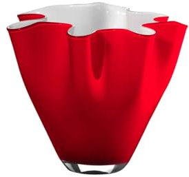 ONLYLUX Mini Vase Wave Hauteur 13 cm En Verre Soufflé Décor Bonbonnière Différentes couleurs (Rouge), OL01679