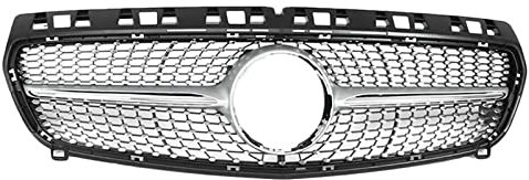 VIDOJI Kühlergrill Für Benz A-Klasse W176 2013-2015 A45 AMG A180 A200 A250 Silver Diamond Style Upper Bumper Hood Mesh Grill