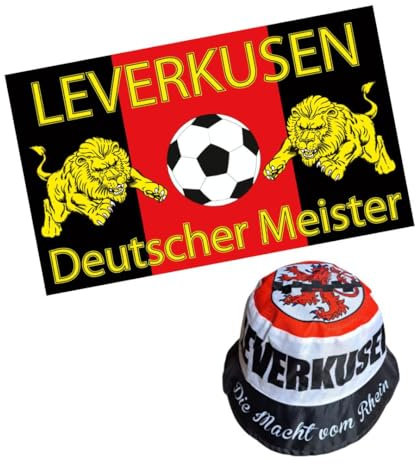 Fan-Set Leverkusen Fahne (90x150 cm) + Fischerhut - Deutscher Meister 2024, Fussball, 1904