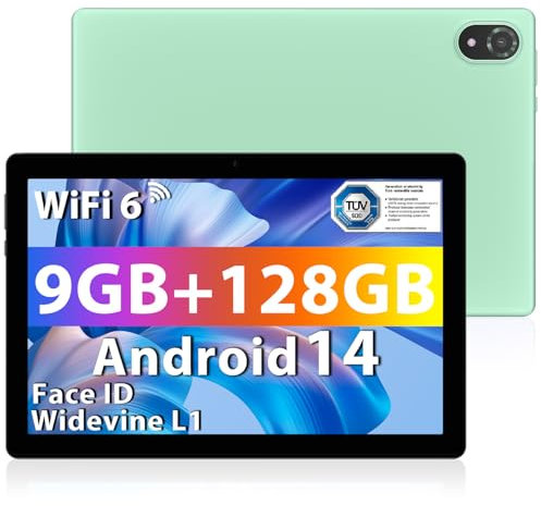 DOOGEE U10 Tablet 10 Zoll Android 14 2025, 9GB RAM + 128GB ROM (1TB TF) Kinder Tablet PC 1280 * 800 HD+ IPS Dual Camera, 5G WIFI6/ Face ID/Widevine L1/ BT 5.0/ OTG/ 5060mAh/ 8+5MP/ Type C