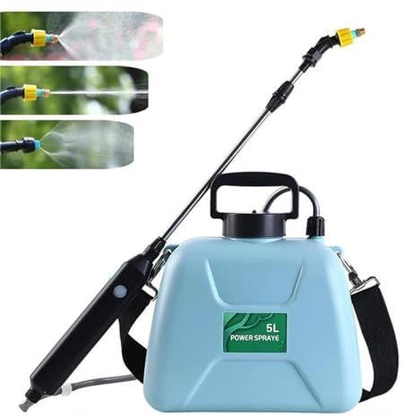 Pulverizador eléctrico 5L, pulverizador de jardín eléctrico, pulverizador a presión, batería 2400 mAh, hasta 60 cm de longitud, para limpieza por pulverización de plantas de jardín