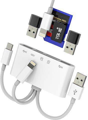 Adaptador Lightning USB C USB a lector de tarjetas Micro SD Cable OTG 3.0 rápida carga para Apple iPhone15 para iPad Mac PC compatible con Samsung Card Reader TF Memoria Adaptador Cámara Memory