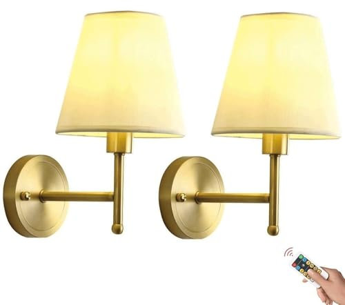 Modern Minimalist Rechargeable Wall Light Battery Operated Wall Sconces Set of 2, Cordless Non Hardwired Wall Mounted Lamp Battery Powered Wall Sconce Lights for Bedroom Living Room Hallway Porch TV(G
