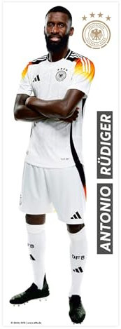 K&L Wall Art DFB Wandsticker Deutsche Nationalmannschaft Wandtattoo Fußballspieler Logo Fußball Trikot - Offizielles Lizenzprodukt (Rüdiger, 30x90 cm, DFB)