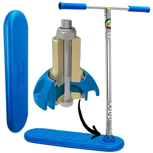 Indo 2.0 Trampolin Stunt-Scooter I Snowscooter I Schneeroller I 40/57 / 67/72 / 79cm Verschiedene Höhen I Indoor & Outdoor I Trick I Trainer I+ Fantic26 Sticker (PRO H=79cm Blue)