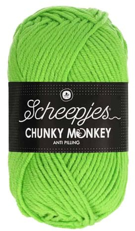Scheepjes Chunky Monkey Aran Weight Yarn | 100g Ball | Anti-Pilling Acrylic | Soft & Hypoallergenic for Knitting and Crochet Blankets, Toys & Garments (1821 Lime)