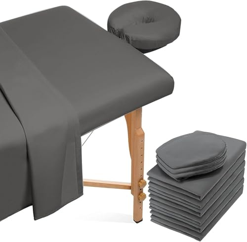 6 Pcs Massageliegen Set - 3-teiliges Mikrofaserbezug Spannbetttuch, Laken, Kopfstützbezug - Vlies Einwegauflagen für Kopfstützen bei Massageliegen Spa Tattoo Salon Vliesstoff (Grau)