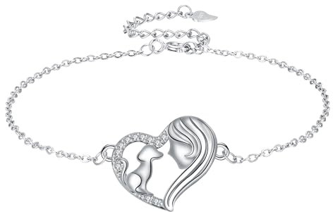 Yinsen Tier Armband 925 Sterling Silber Mädchen mit Hund Armband Schmuck Verstellbare Gliederarmbänder für Damen für Tierliebhaber